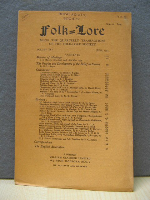 Folk-Lore: Transactions of the Folk-Lore Society: Vol. XLV, No. II, June, 1934