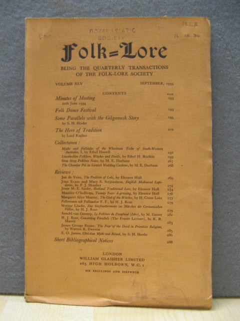 Folk-Lore: Transactions of the Folk-Lore Society: Vol. XLV, No. III, September, 1934