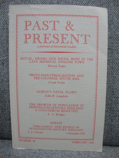 Past and Present: A Journal of Scientific History, Number 98, February 1983