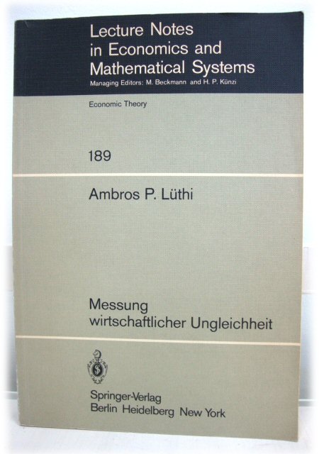 Messung Wirtschaftlicher Ungleichheit (Lecture Notes in Economic and Mathematical Systems)
