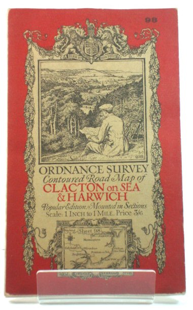 Ordnance Survey: Contoured Road Map of Clacton on Sea and Harwich: Sheet 98