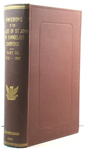 Admissions to the College of St John the Evangelist in the University of Cambridge: Part III, July 1715 - November 1767