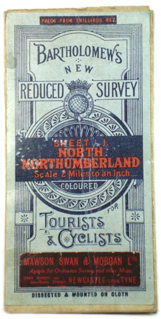 Bartholomew's New Reduced Survey Sheet 1: North Northumberland: Scale 2 Miles to an Inch. Coloured For Tourists & Cyclists