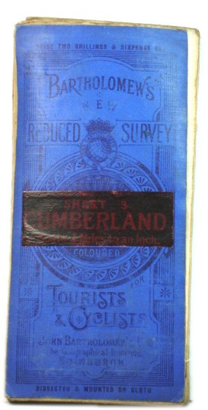 Bartholomew's New Reduced Survey Sheet 3: Cumberland: Scale 2 Miles to an Inch. Coloured For Tourists & Cyclists