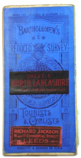 Bartholomew's New Reduced Survey Sheet 5: North Lancashire: Scale 2 Miles to an Inch. Coloured For Tourists & Cyclists