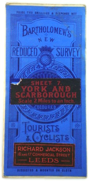 Bartholomew's New Reduced Survey Sheet 7: York and Scarborough: Scale 2 Miles to an Inch. Coloured For Tourists & Cyclists