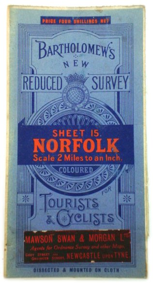 Bartholomew's New Reduced Survey, Sheet 15. Norfolk: Scale 2 Miles to an Inch, Coloured for Tourists & Cyclists