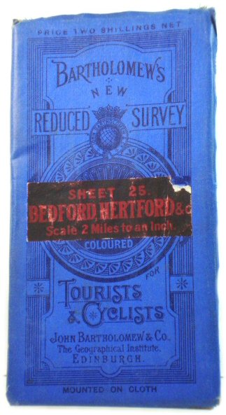 Bartholomew's New Reduced Survey, Sheet 25. Bedford, Hertford&c: Scale 2 Miles to an Inch. Coloured for Tourists & Cyclists