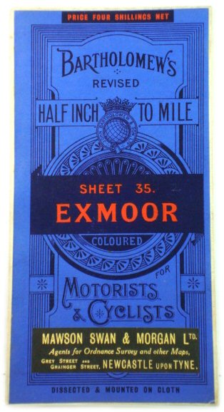 Bartholomew's Revised Half Inch to Mile Sheet 35. Exmoor: Coloured for Motorists & Cyclists