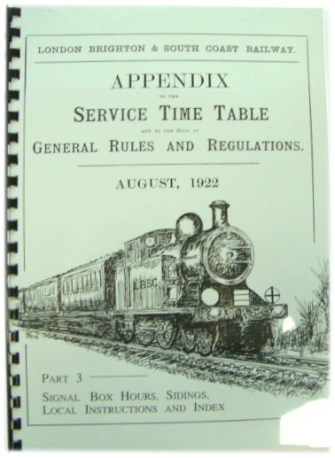 Appendix to the Service Time Table and the Book of General Rules and Regulations: August, 1922 (Part Three)