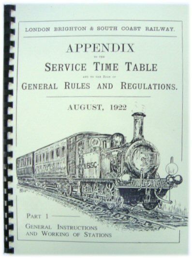 Appendix to the Service Time Table and to the Book of General Rules and Regulations: August, 1922 (Part One)