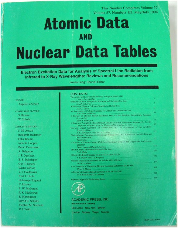Atomic Data and Nuclear Data Tables - Electron Excitation Data for Analysis of Spectral Line Radiation from Infrared to X-Ray Wavelengths: Reviews and Recommendations