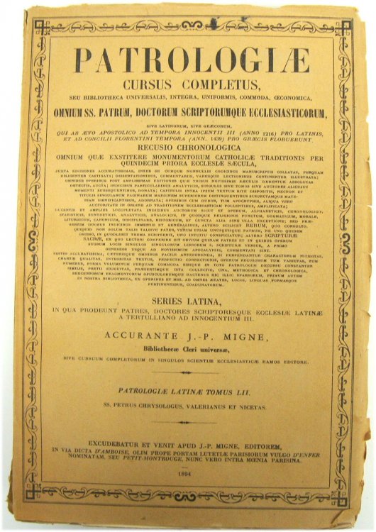 Patrologiae Cursus Completus: Tomus LII