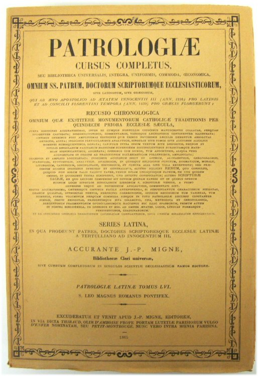 Patrologiae Cursus Completus: Tomus LVI