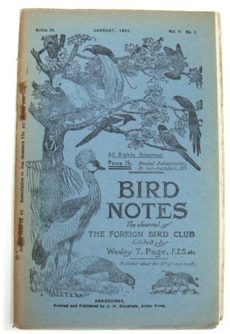 Bird Notes: The Journal of the Foreign Bird Club. Vol. V, No.1