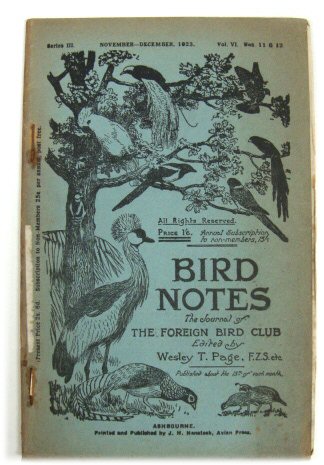 Bird Notes: The Journal of the Foreign Bird Club. Vol. VI, Nos. 11&12