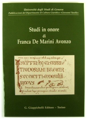 Studi in Onore Di Franca De Marini Avonzo