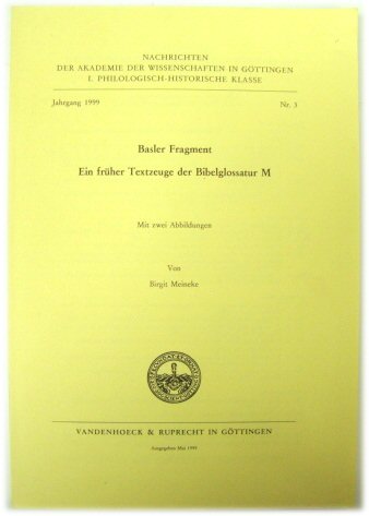 Basler Fragment, Ein FRUHER Textzeuge Der Bibelglossatur M: Mit Zwei Abbildungen