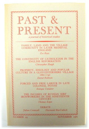 Past & Present: A Journal of Historical Studies - Number 93, November 1981