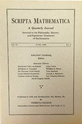Scripta Mathematica: Vol. VI, No.2