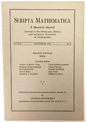 Scripta Mathematica: Vol. XVI, No.3