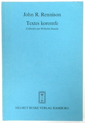 Textes Koromfe: COLLECTES Par Wilhelm Staude