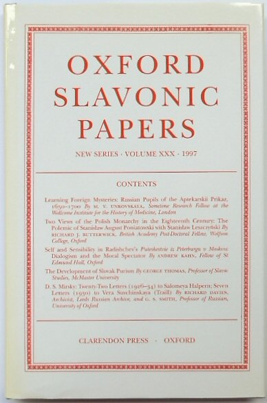 Oxford Slavonic Papers: New Series: Volume XXX 1997