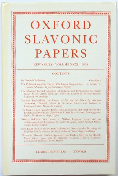 Oxford Slavonic Papers: New Series: Volume XXXI 1998