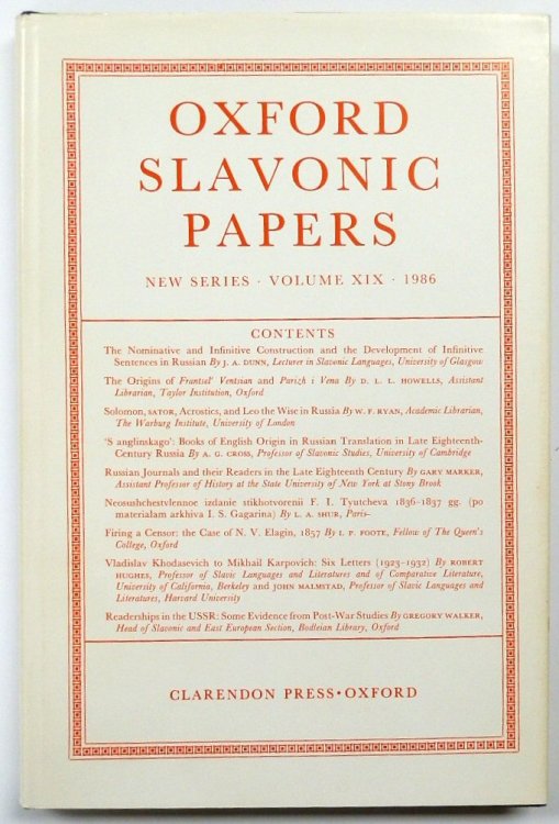 Oxford Slavonic Papers: Volume 19, 1986