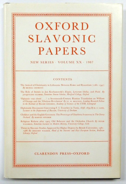 Oxford Slavonic Papers: Volume 20, 1987