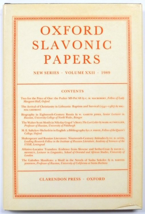 Oxford Slavonic Papers: Volume 22, 1989