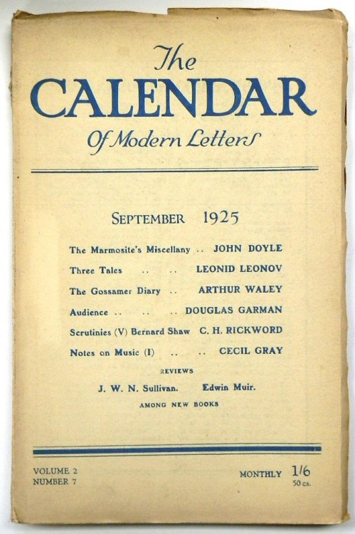 The Calendar of Modern Letters, September 1925 (Volume 2 Number 7)