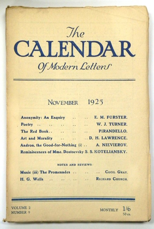 The Calendar of Modern Letters, November 1925 (Volume 2 Number 9)