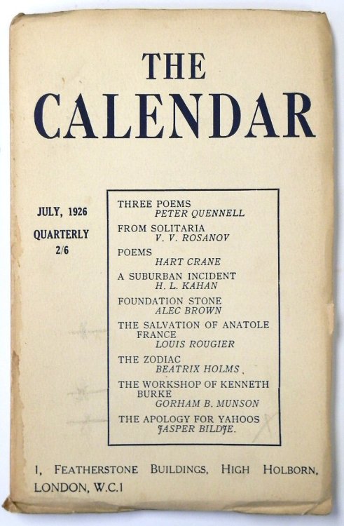 The Calendar, July 1926 (Quarterly)
