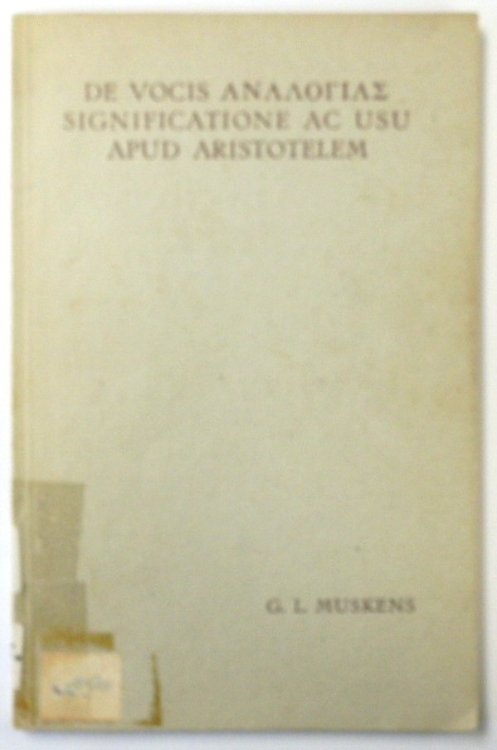 De Voci ANAAOTIAE Significatione Ac Usu Apud Aristotelem