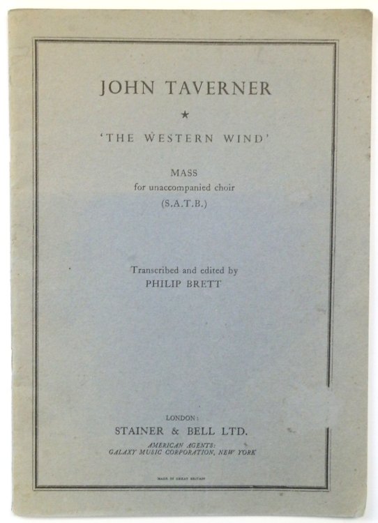 The Western Wind: Mass for Unaccompanied Choir (S.A.T.B.)