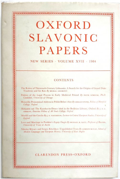 Oxford Slavonic Papers, New Series, Volume XVII