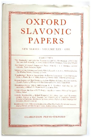 Oxford Slavonic Papers, New Series, Volume XIX