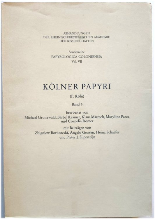 KOLNER Papyri (P. KOLN) Band 6