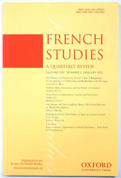 French Studies: A Quarterly Review: Vol. LXV: Number 1: January 2011