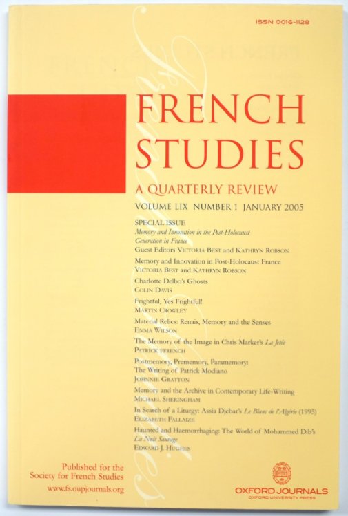 French Studies: A Quarterly Review: Vol. LIX: Number 1: January 2005