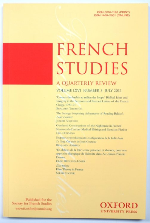 French Studies: A Quarterly Review: Vol. LXVI: Number 3: July 2012