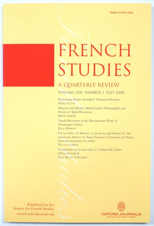 French Studies: A Quarterly Review: Vol. LXII: Number 3: July 2008