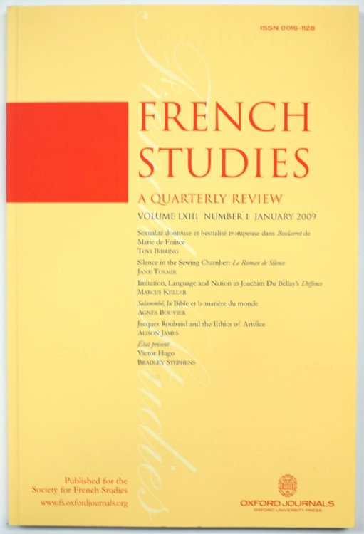 French Studies: A Quarterly Review: Vol. LXIII: Number 1: January 2009