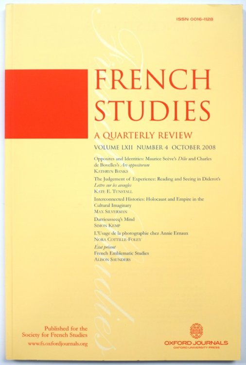 French Studies: A Quarterly Review: Vol. LXII: Number 4: October 2008
