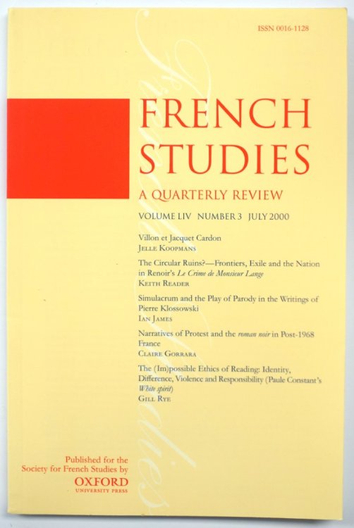 French Studies: A Quarterly Review: Vol. LIV: Number 3: July 2000