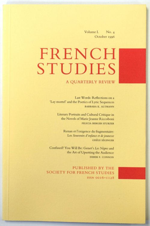 French Studies: A Quarterly Review: Vol. L: No. 4: October 1996