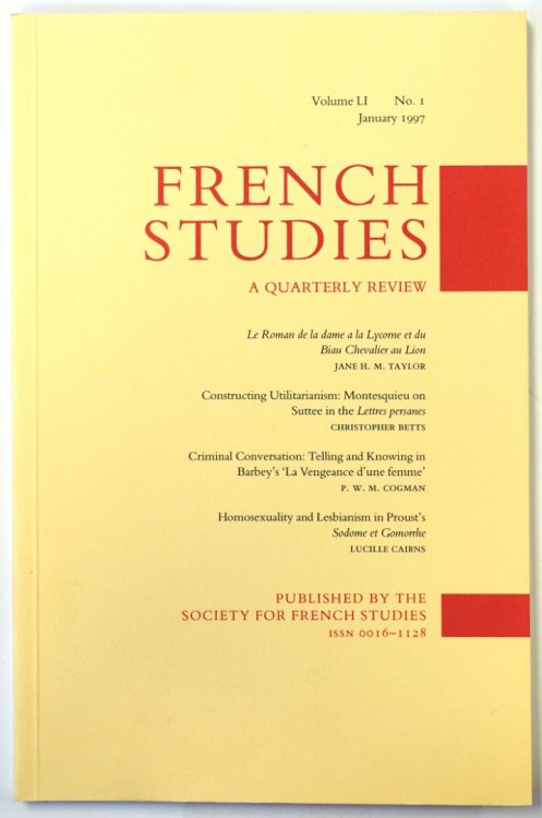 French Studies: A Quarterly Review: Vol. LI: No. 1: January 1997