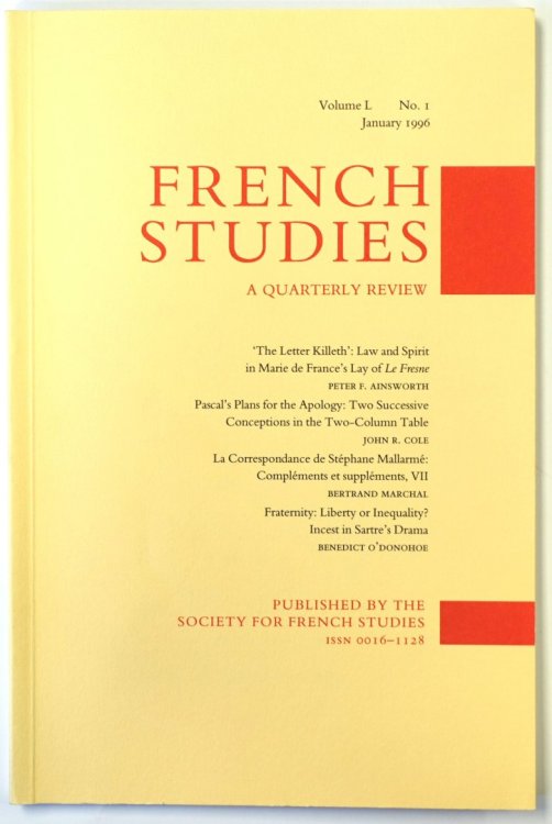 French Studies: A Quarterly Review: Vol. L: No. 1: January 1996
