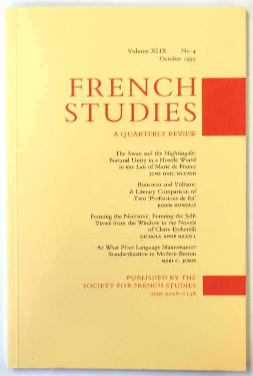 French Studies: A Quarterly Review: Vol. XLIX: No. 4: October 1995